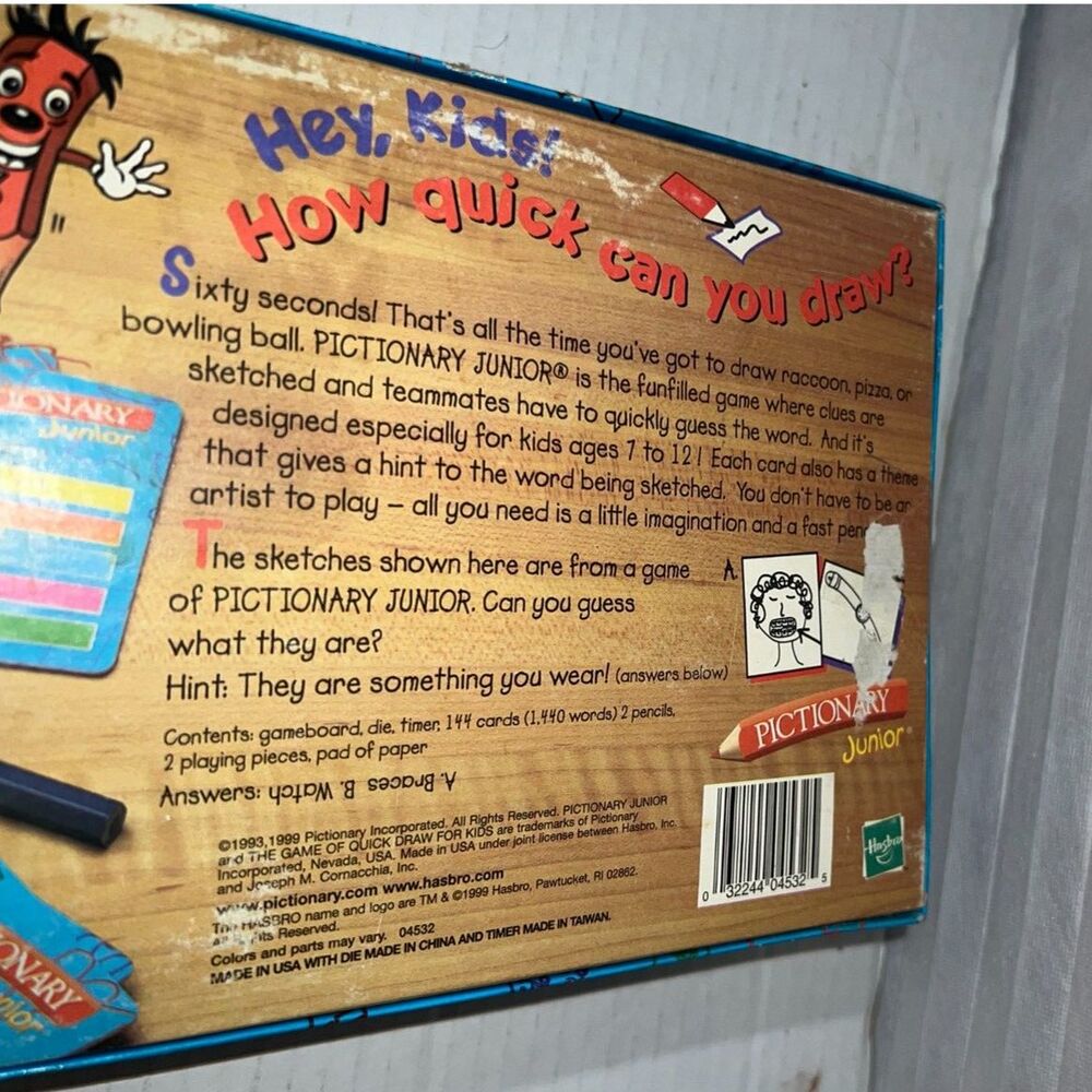 Pictionary Junior Complete 1999 Classic Drawing Board Game Children New Sealed - Picture 5 of 5
